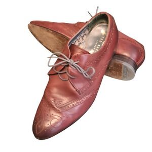 Ted Baker London VINEEY Mens Size 8 Wingtip Brogue Oxford Shoes Burgundy Leather